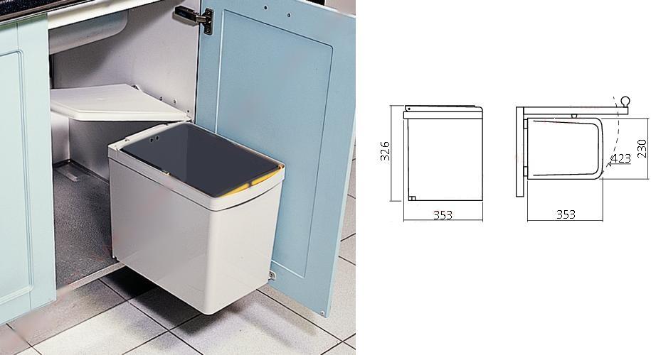 Afvalemmer – inbouw – afvalemmers – Afvalemmer kast 50 cm – Draaideur Afvalbak Keuken 50 Liter : Afvalemmer – inbouw – afvalemmers – Afvalemmer kast 50 cm – Draaideur